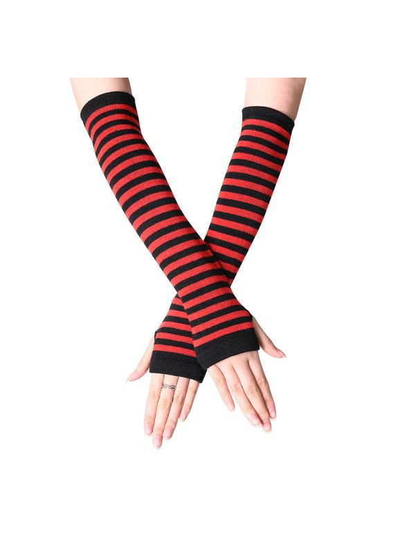Мітенки смугасті чорно-червоні No Brand (314862685)