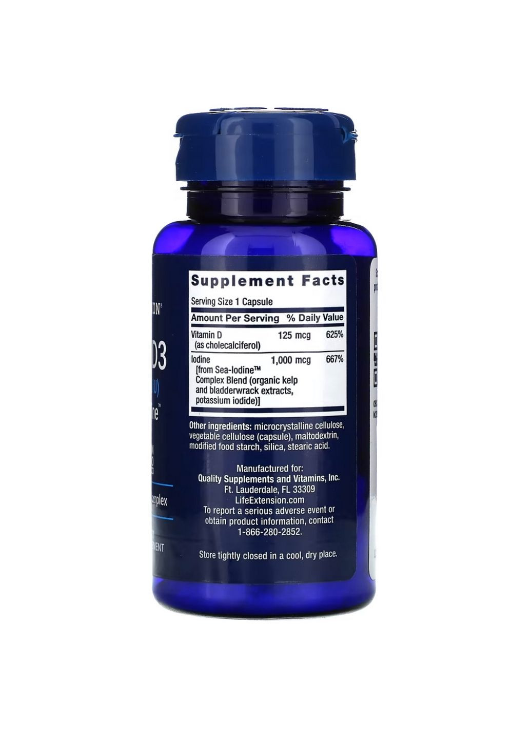 Вітаміни та мінерали Vitamin D3 5000 IU with Sea-Iodine, 60 капсул Life Extension (295898482)