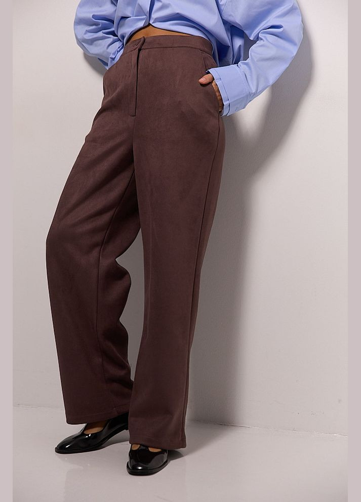 Замшевые женские брюки бежевого цвета Arjen (307815005)