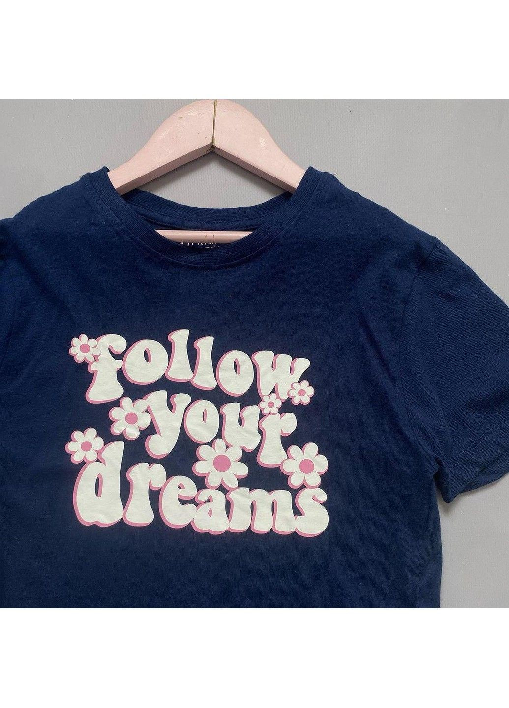 Синяя футболка детская с аппликацией, синяя Primark