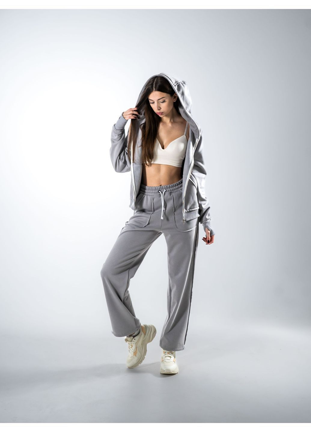 Спортивний костюм жіночий теплий на флісі зимовий оверсайз на блискавці Francis Teamv (365856076)