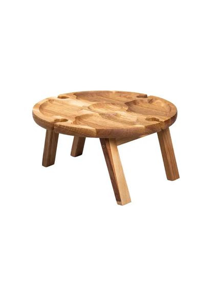 Винний круглий столик з дерева 35х35х18 см на ніжках BWR35018S LUGI (370800963)