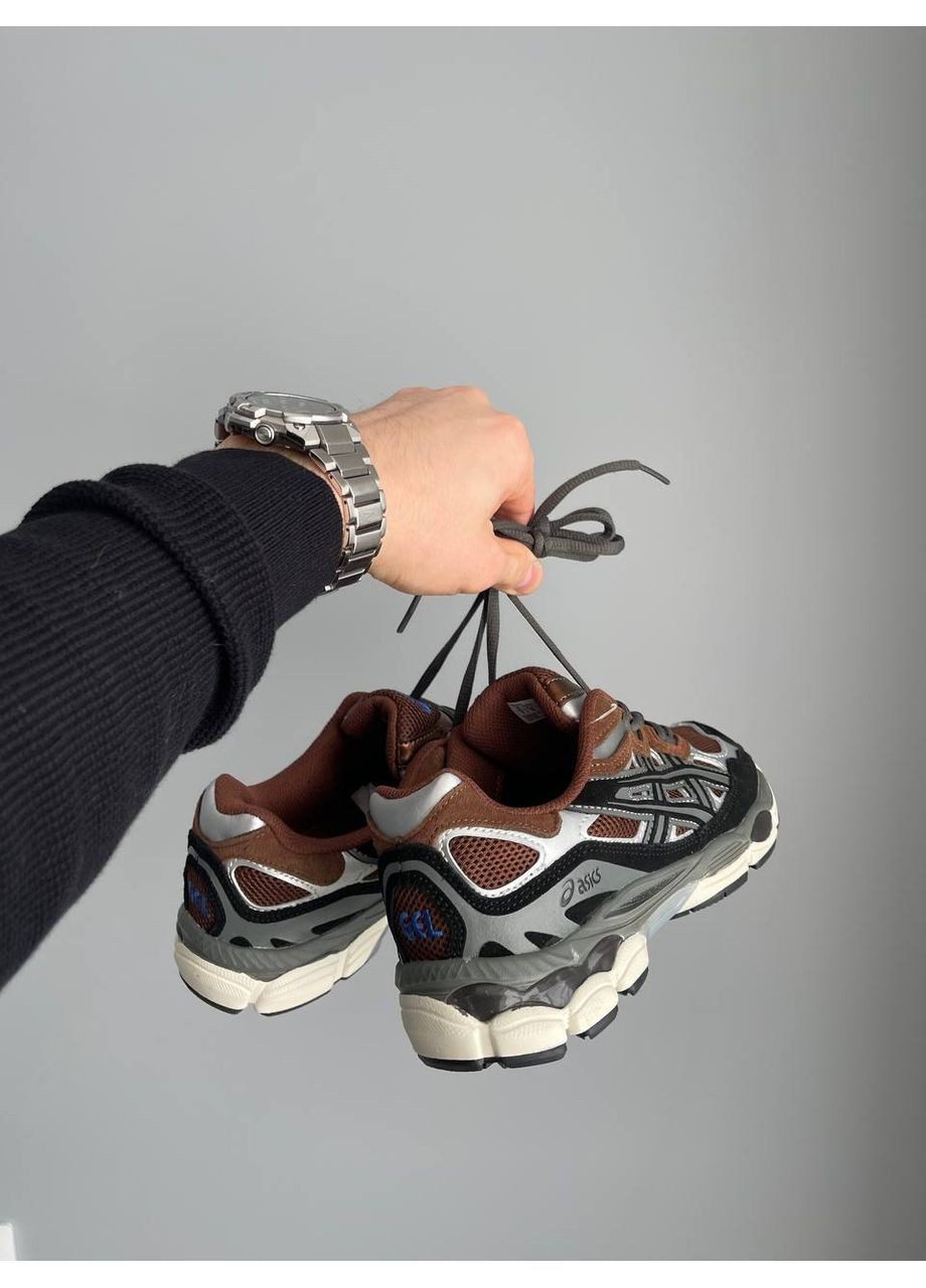 Коричневі Осінні кросівки чоловічі і жіночі asics gel-nyc brown black grey | асікс гель-нюк коричневі No Brand
