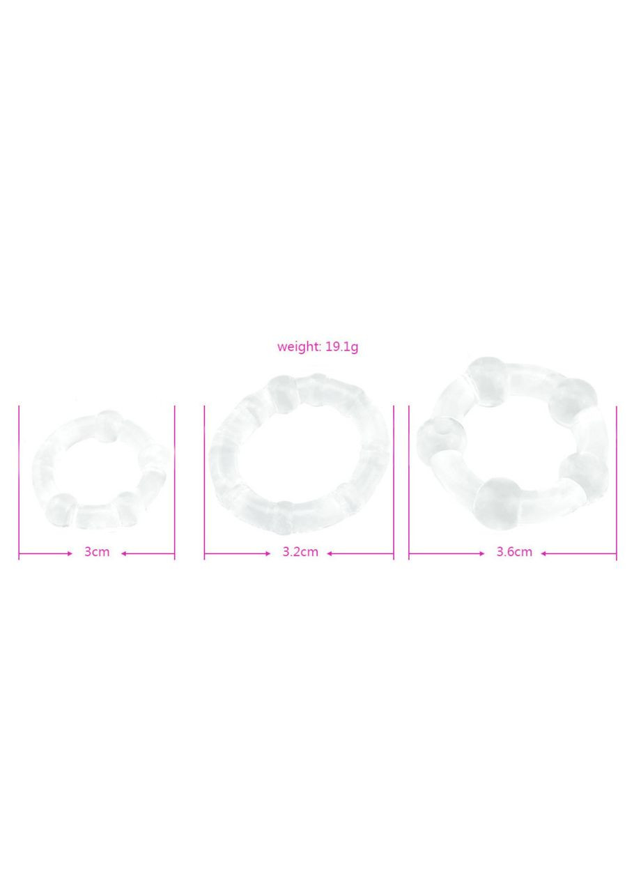 Кольцо на пенис набор 3 шт, кольцо на член эрекция с шариками разного размера China (317747676)