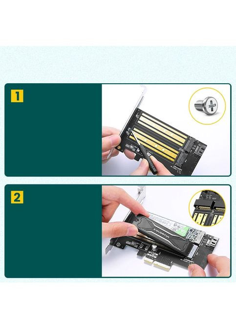 PCI-E 3.0 контроллер для SSD M.2 NVMe + M.2 NGFF CM302 Ugreen (360393412)