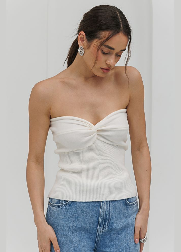 Вязаный топ-тубус с фигурным лифом черный Arjen — 294907262