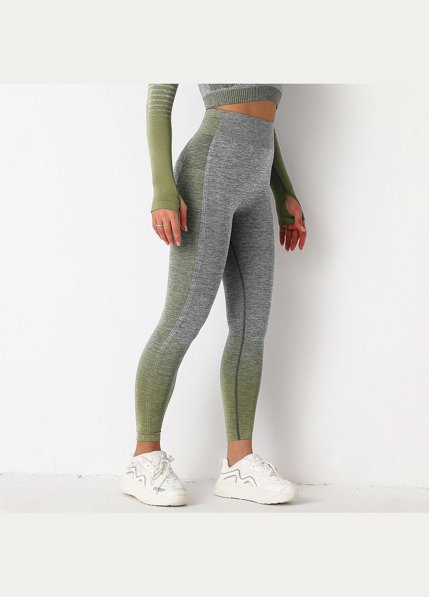 Зеленые демисезонные леггинсы женские спортивные Fashion