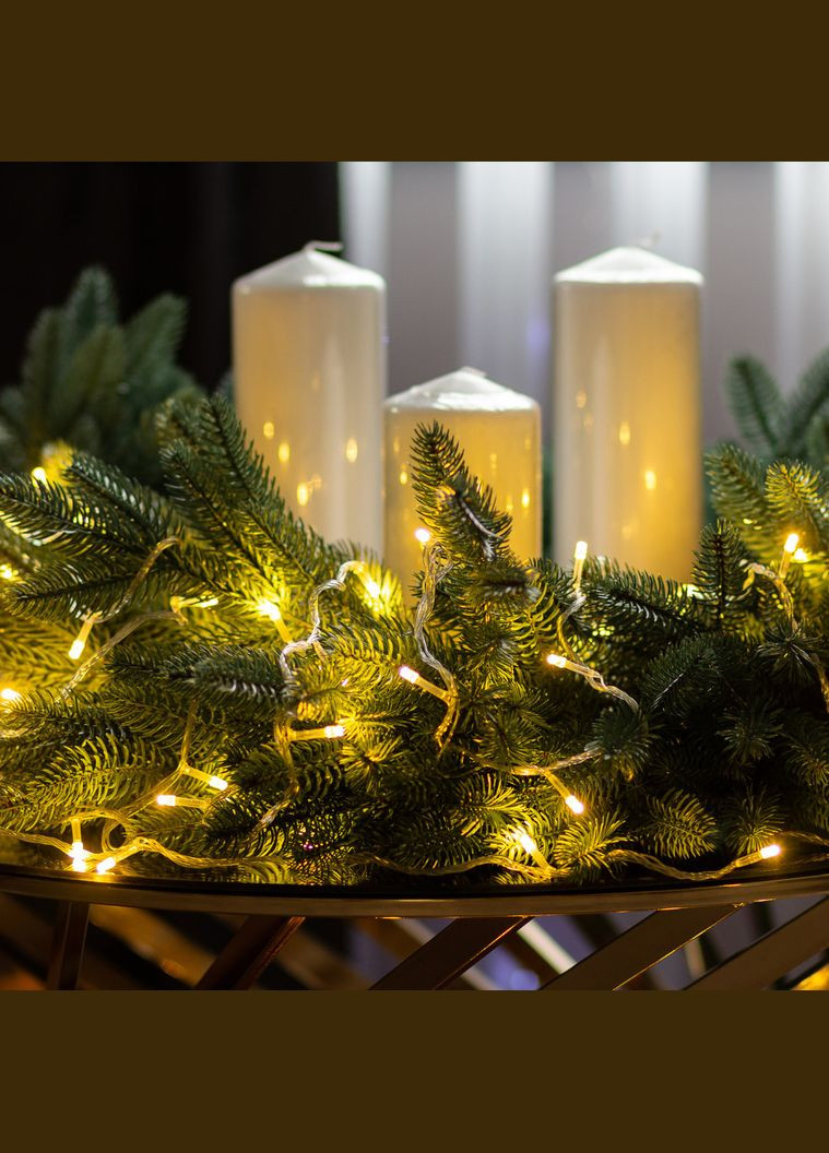 Гірлянда нитка світлодіодна GarlandoPro 50 LED 6м 8 режимов гірлянда новорічна Жовтий Garlando (315635819)