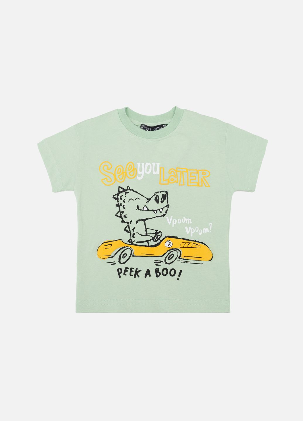 Оливкова літня футболка з коротким рукавом для хлопчика колір оливковий цб-00246545 First Kids