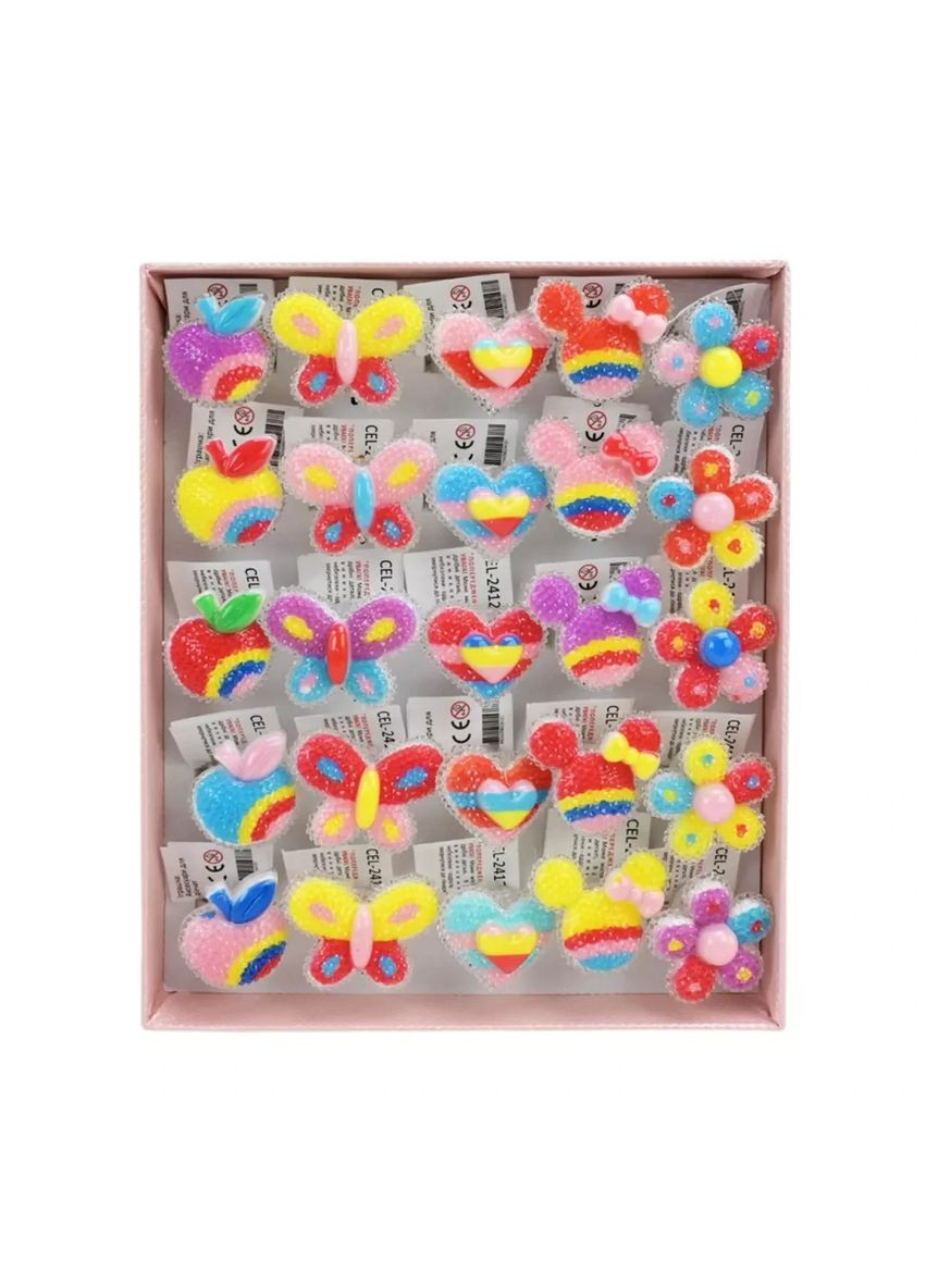 Набір дитячої біжутерії прикрас кільце зі світлом CEL-2412 на батарейках ціна за коробку 25 штук No Brand (362436113)