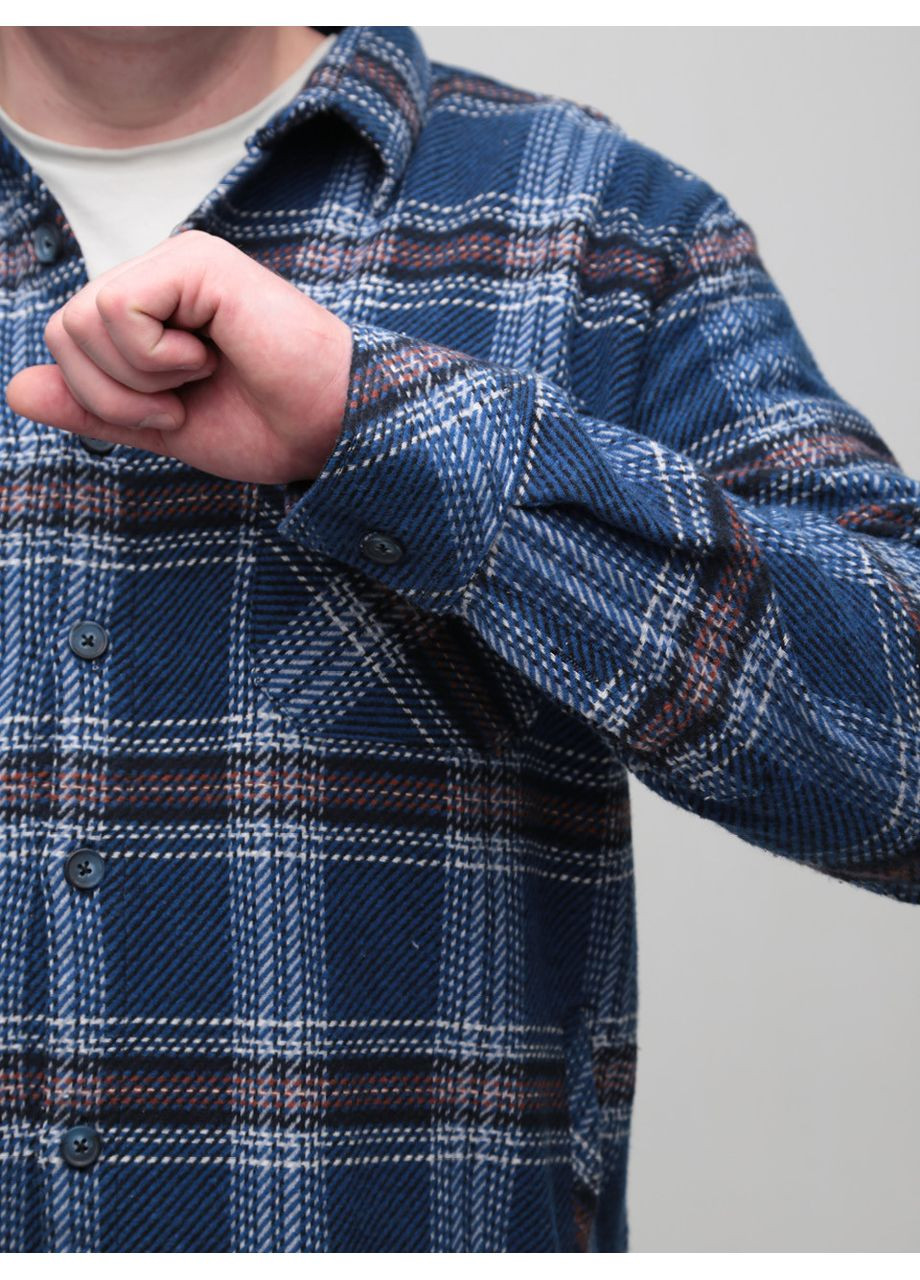 Синяя повседневный рубашка в клетку Jean Piere