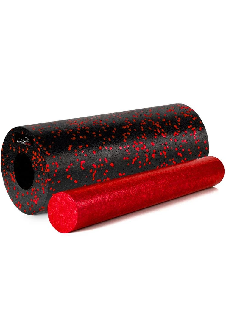 Масажний ролик (роллер) гладкий PP-4348 2 in 1 EPP Foam Roller Чорно/Червоний (33x14см.) PowerPlay (345715147)