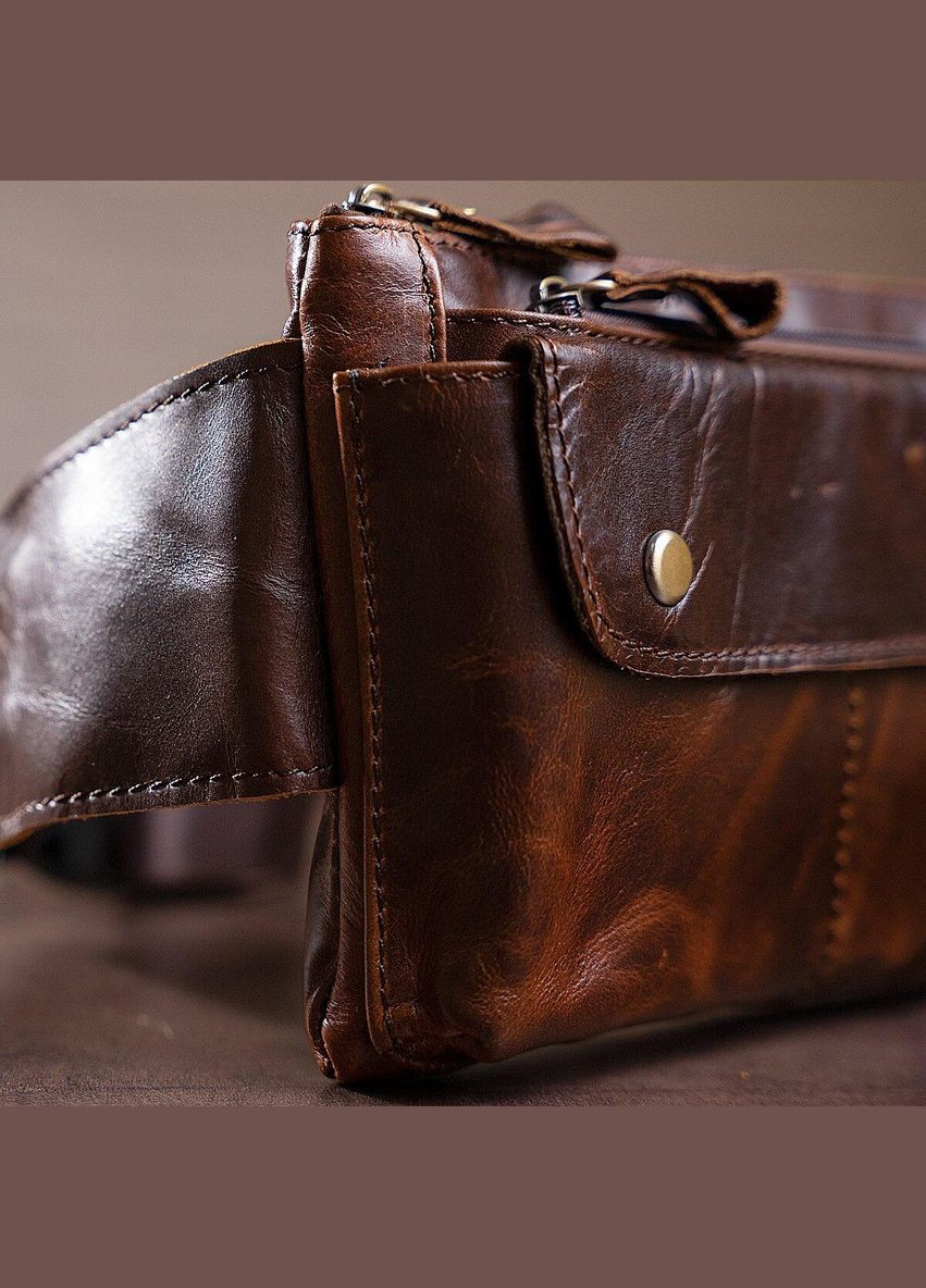 Поясная сумка мужская 14815 Коричневая Vintage (298567189)