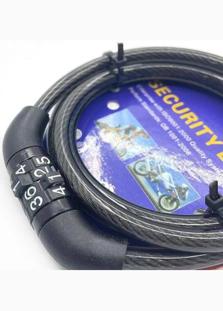 Велосипедний замок CWa 12 мм x 1 м кодовий спіральний з кріпленням Чорний (LN050606) No Brand (342122400)