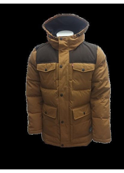 Комбінована демісезонна куртка men's parka, гірчичного кольору, розмір l Levi's slim fit