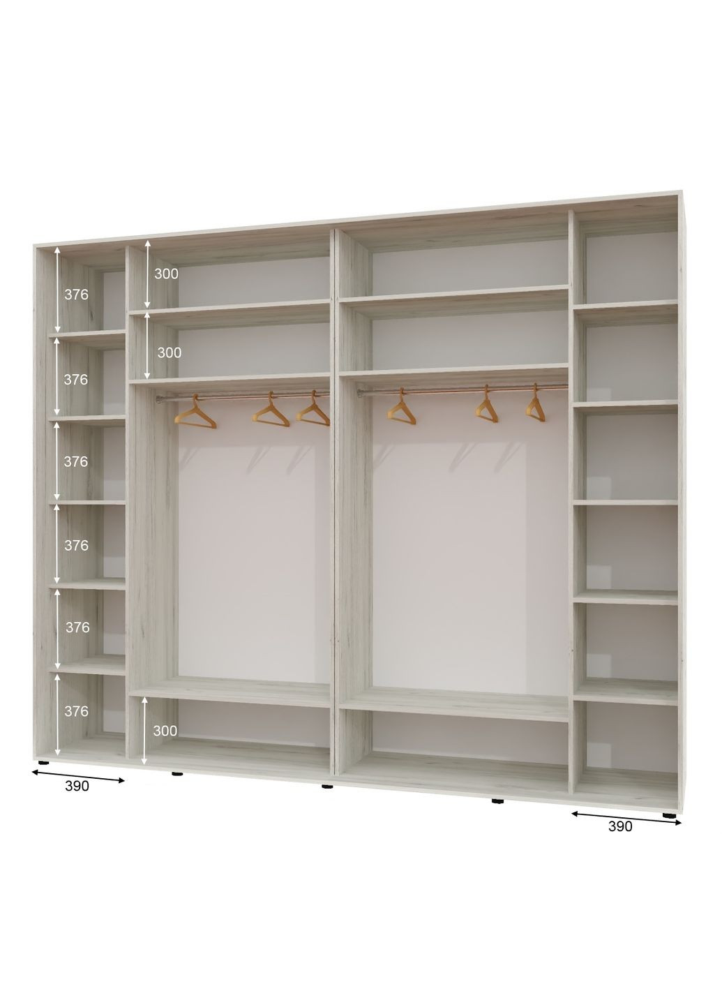 Шафа-купе тридверна 300*60*230 см Дуб крафт білий 3 двері Дзеркало Люкс-147 Алекса (360434979)