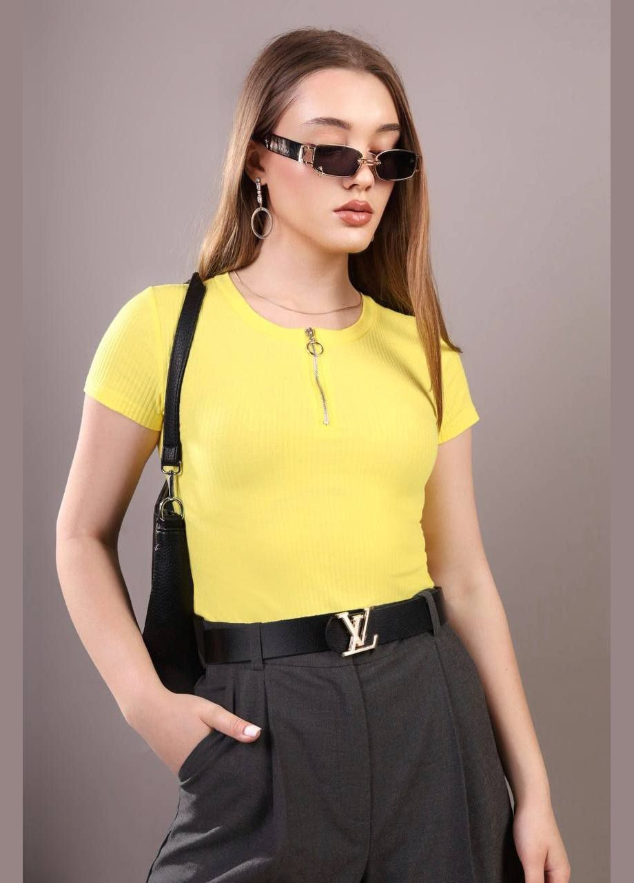 Жовта літня футболка жіноча з коротким рукавом No Brand