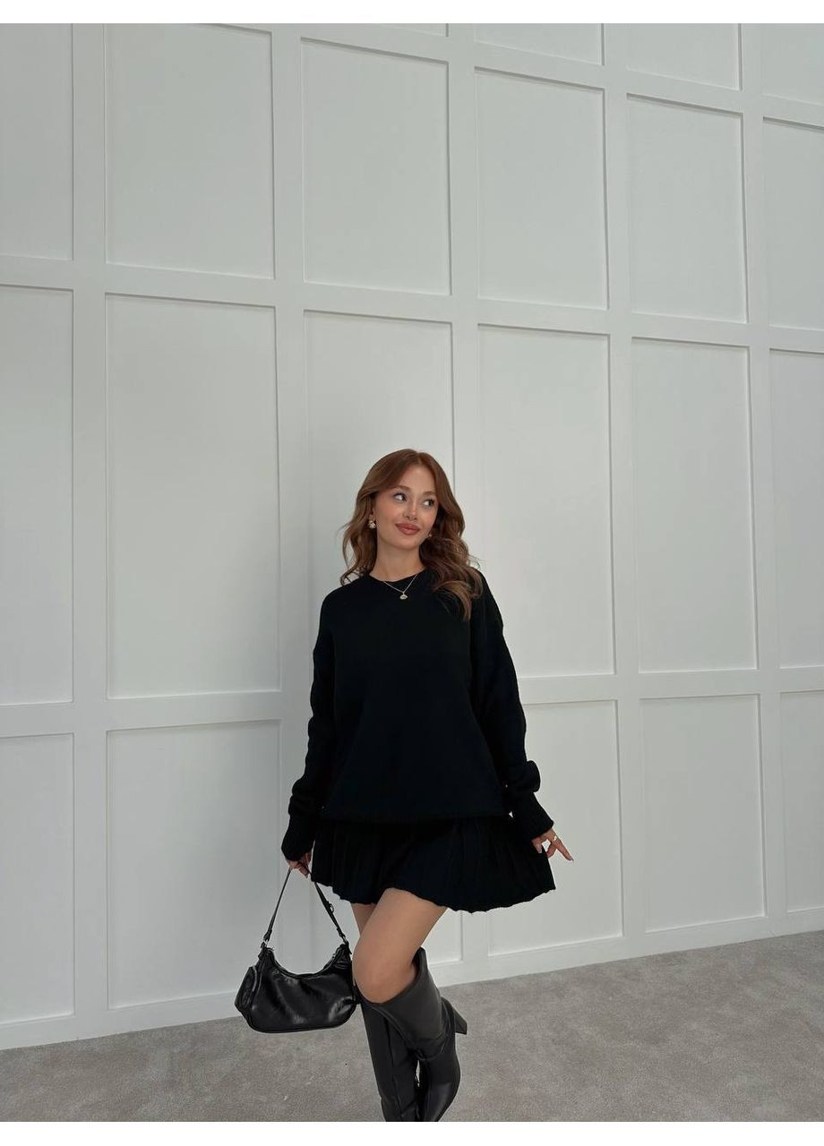 Костюм 5157 вязаный свитер оверсайз и стильная юбочка Україна (369094858)