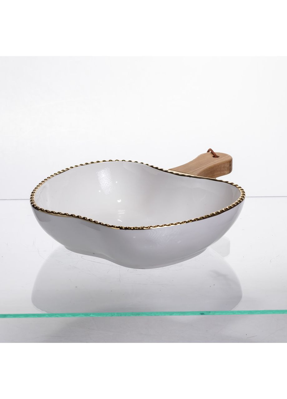 Тарілка порцелянова глибока з ручкою Яблуко 25×20×5 (см) з ручкою Золото ZJH-14-2 Yiwu (371161110)