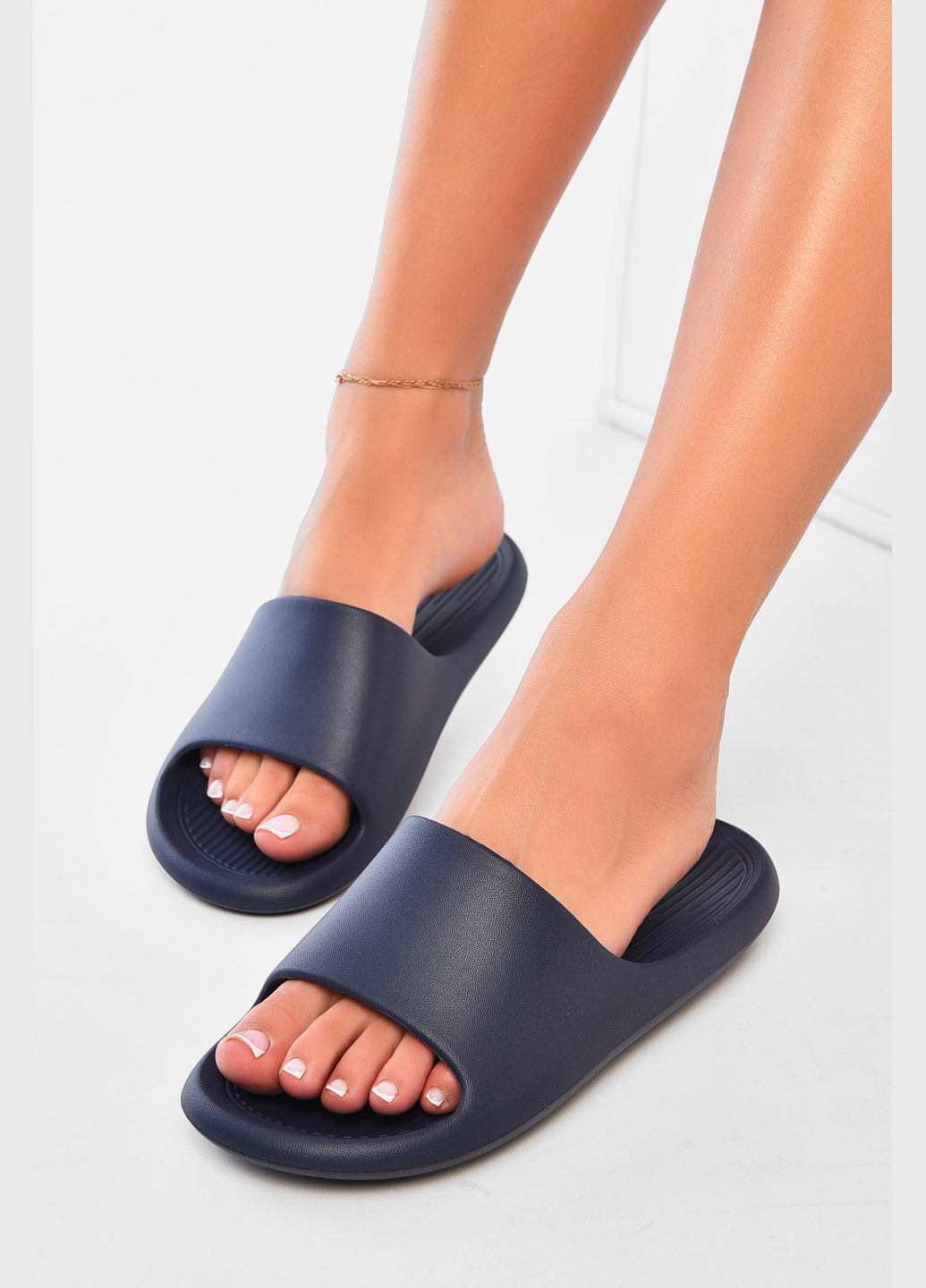 Темно-синие шлепанцы пена женские темно-синего цвета Let's Shop