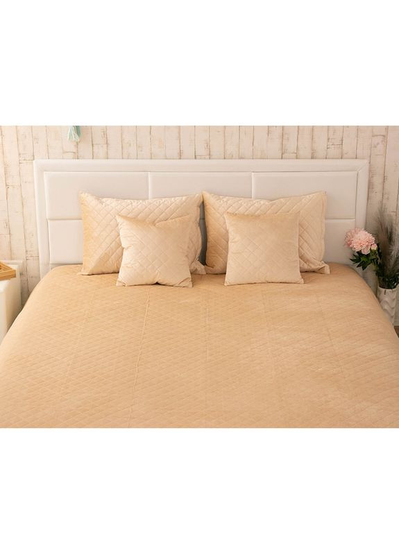 Покривало двостороннє 150x220 см - Велюр Beige бежевий ромб (26078) Руно (344449792)