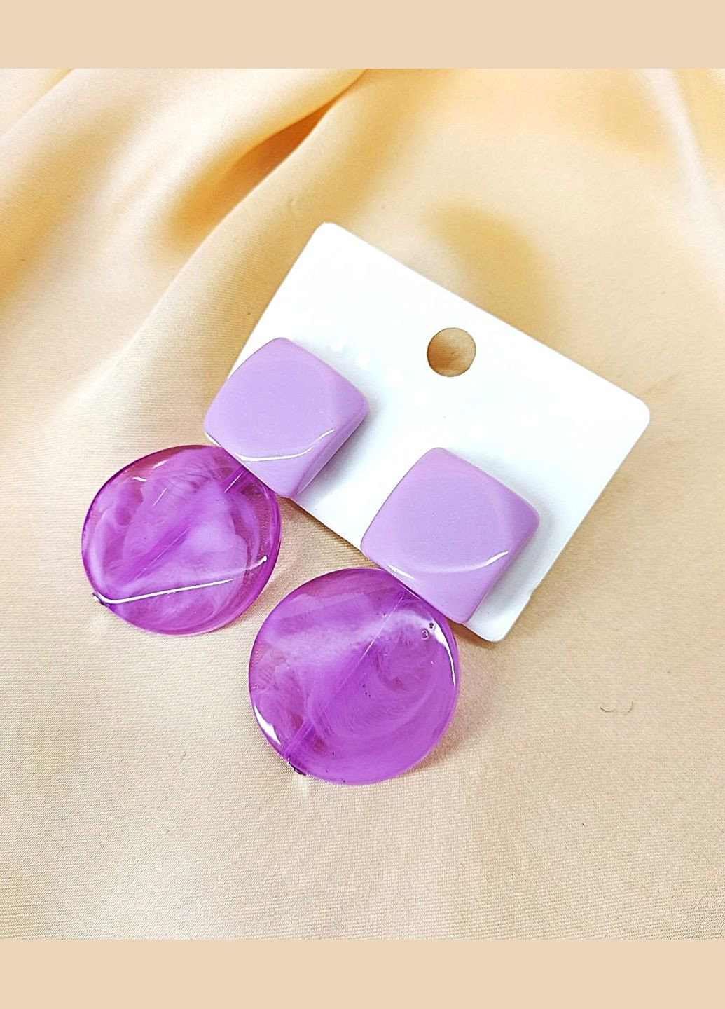 Сережки женские фиолетового цвета Принт кварца No Brand (331621033)