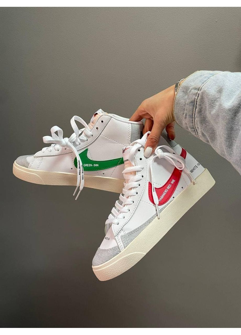 Белые демисезонные кроссовки мужские nike blazer white «red logo» найк блейзер No Brand