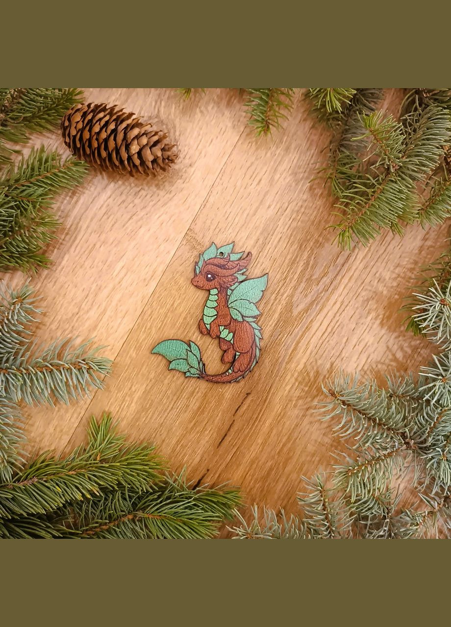 Дерев'яна екоіграшка з гачками на ялинку Дракон (DN-746) Luxyart (308072270)