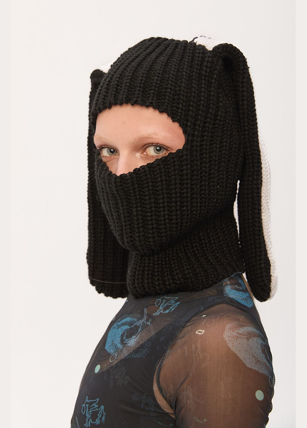 ТУР женская балаклава с ушками черного цвета "банни" однотонный черный производство - Украина