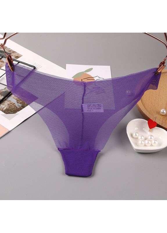 Жіночі тоненькі прозорі трусики-тонг фіолетові One size No Brand (369502843)