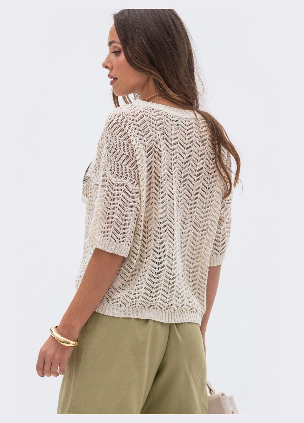 напівпрозора футболка молочного кольору Dressa - (332052089)