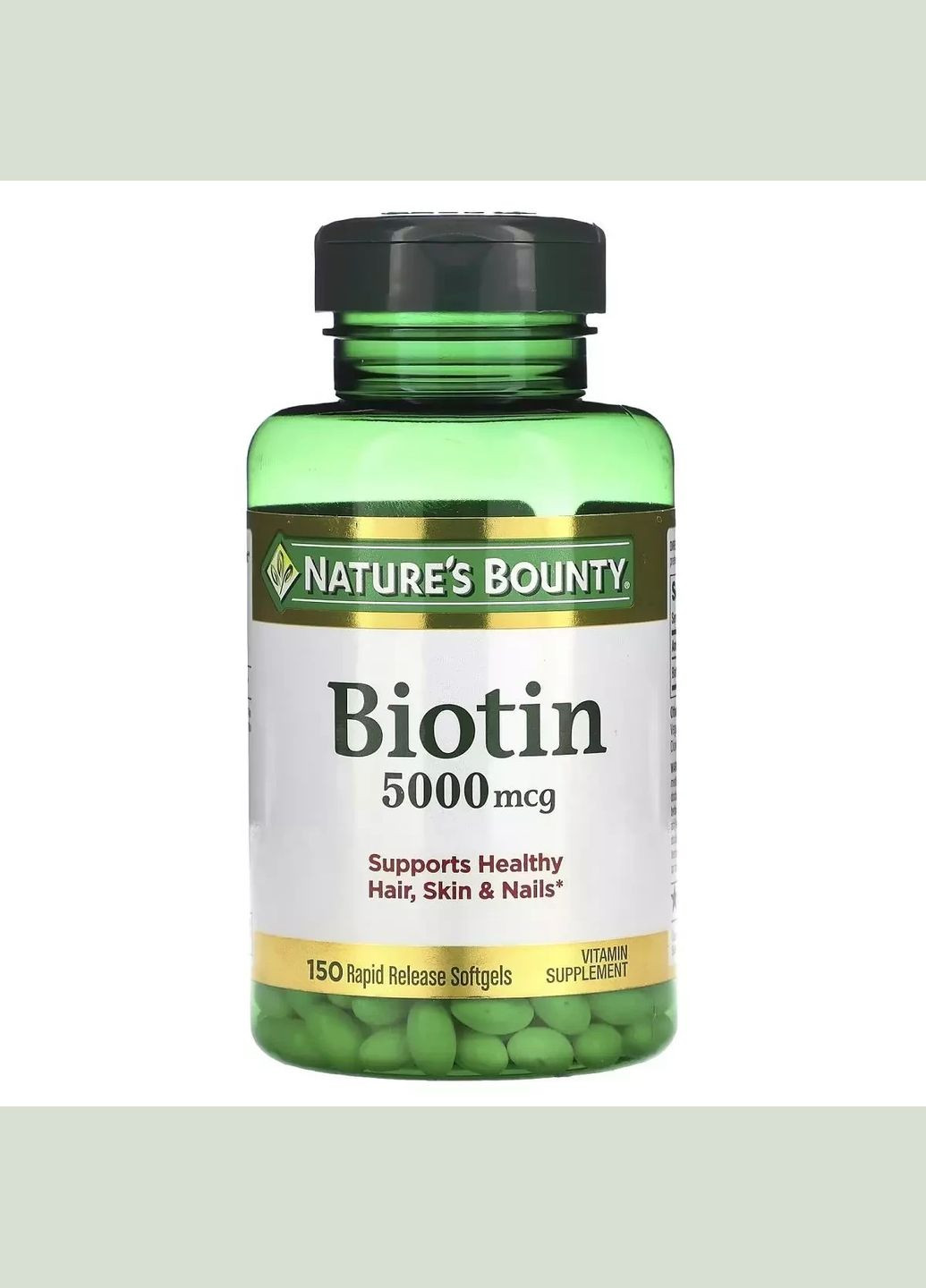 Біотин швидкого вивільнення, 5000 мкг, Biotin,, 150 гелевих капсул Nature's Bounty (292008341)