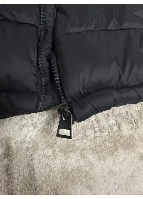 Черная зимняя зимняя мужская куртка микропуховик с этикетками casual черный на утяжках men большой логотип на спине телпа 1:1 No Brand