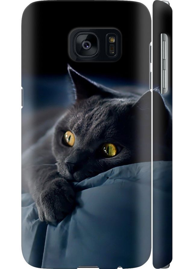 3D пластиковый матовый чехол 'Дымчатый кот' для Endorphone Samsung Galaxy S7 G930F (265226048)