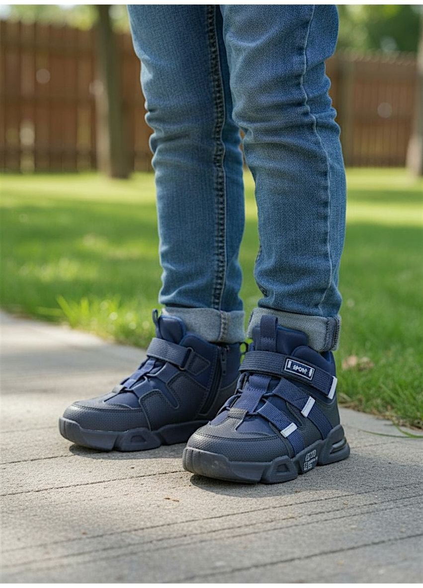 Демісезонні ортопедичні черевики для хлопчика, осінні хайтопи на липучках, утеплені демі черевики на флісі Клібі Clibee (365711186)