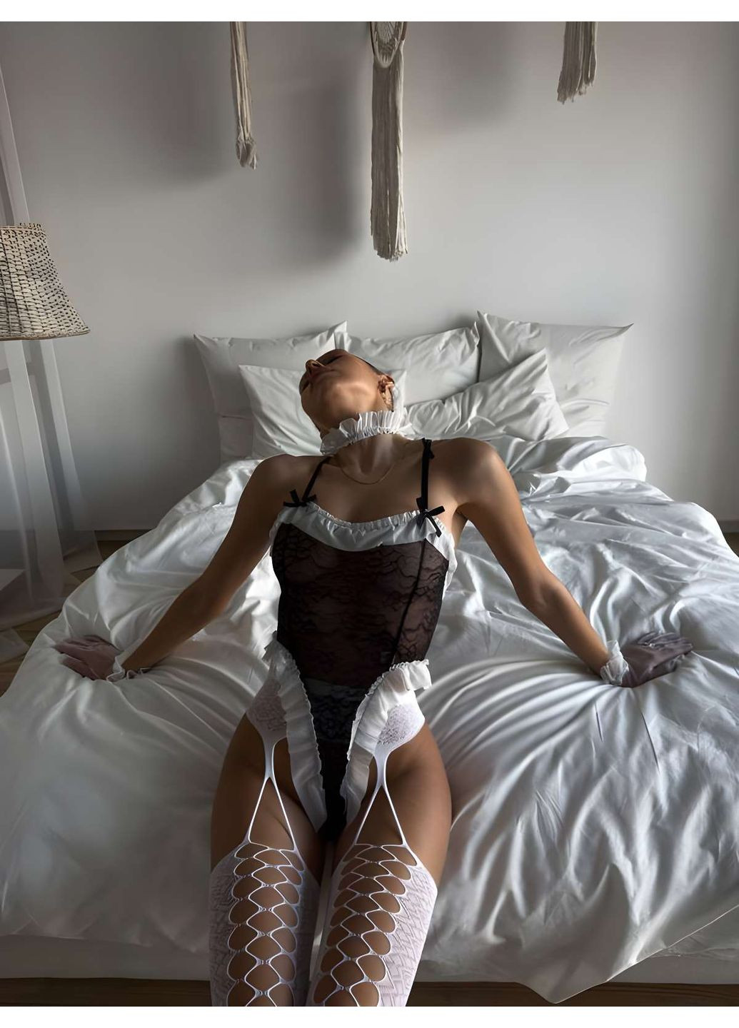 Черный демисезонный женский эротический сексуальный соблазнительный боди черный полупрозрачный с рюшами. No Brand