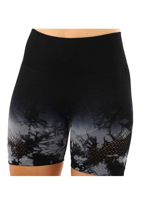 Фітнес-шорти жіночі безшовні високі з ефектом пуш-ап G0129 Чорно-сірий, (06507144) Domino (323023400)