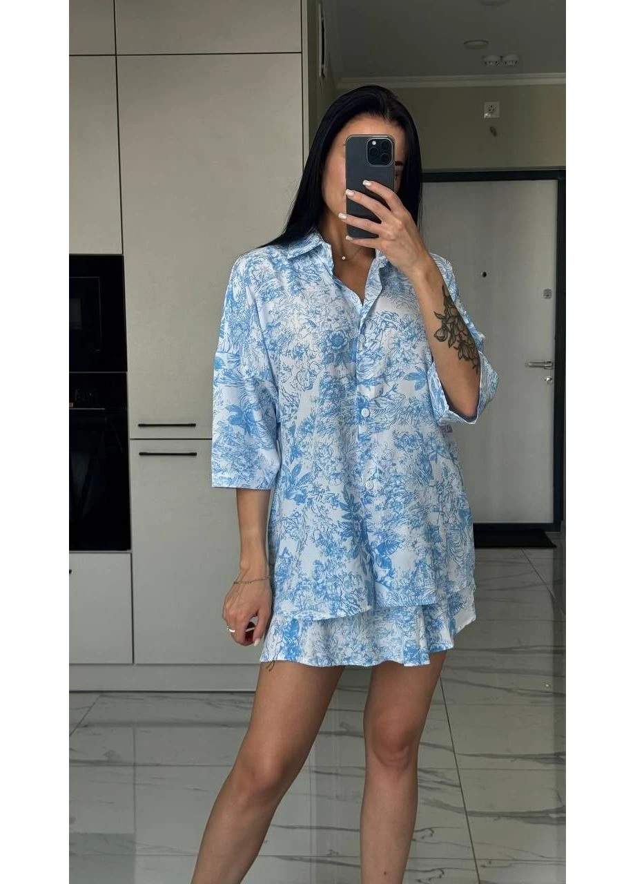 Жіночий костюм трійка з софт принтом No Brand (399426750)
