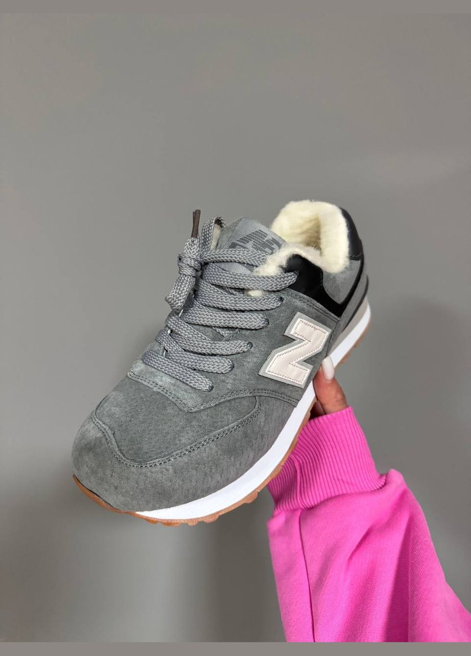 Кросівки зимові жіночі New Balance 574 winter gray white fur | Нью Беланс 574 сірі білі з хутром No Brand сірі зими (308360742)