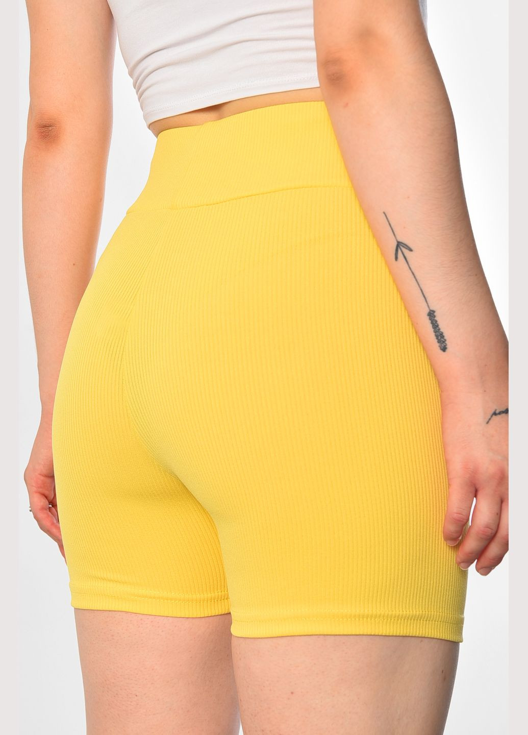 Велосипедки женские в рубчик желтого цвета Let's Shop (298793509)