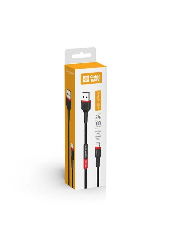 Кабель USB - Lightning (M/M), 2.4 А, 1 м, Black (CW-CBUL064-BK) Colorway (336957396)