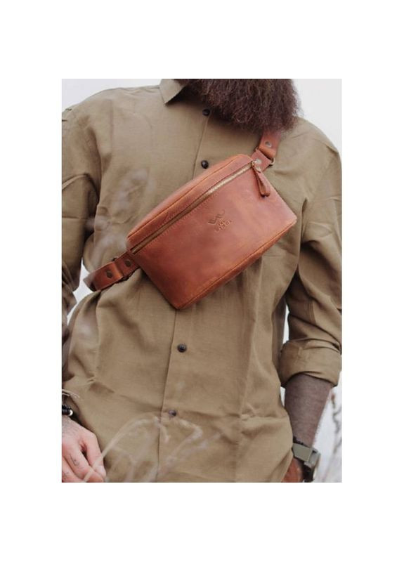 Сумка чоловіча шкіряна через плече бананка світло-коричнева The Wings (302007361)