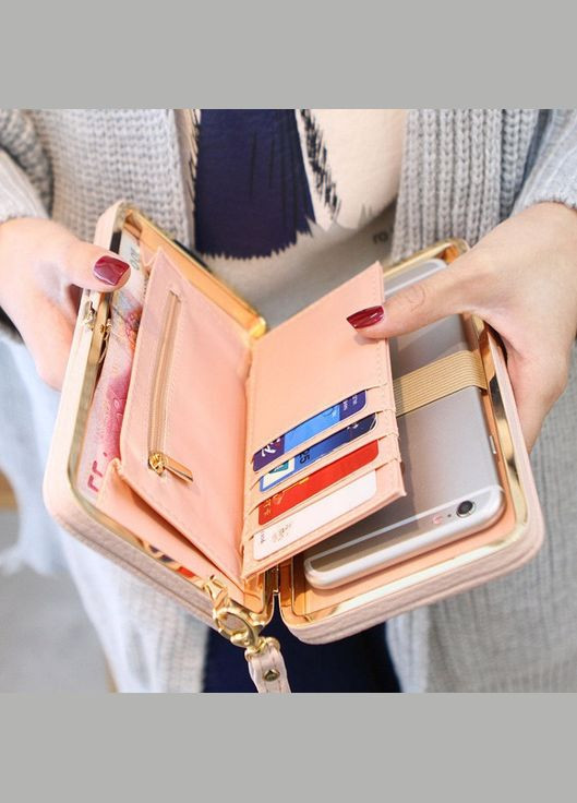 Модний жіночий клатч з персиковим бантиком.(BRT) Brettani (336552288)