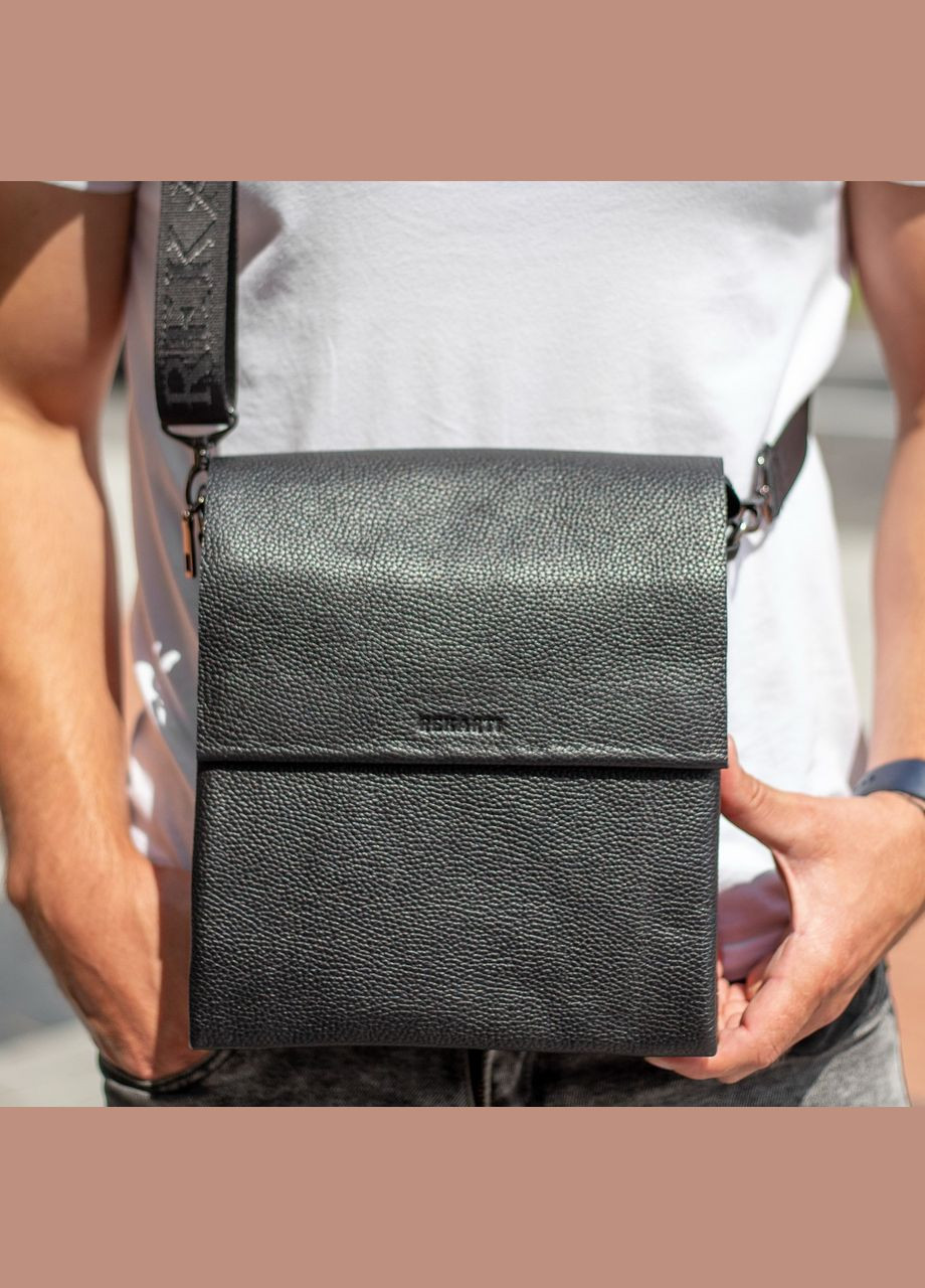 Черная мужская сумка-мессенджер из натуральной кожи с внутренними карманами под клапаном Bexhill (298570510)