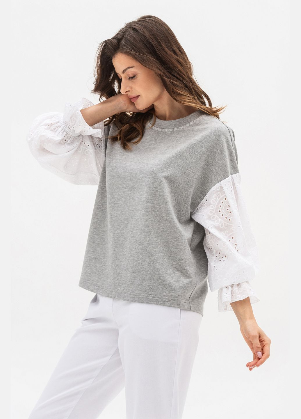 Сірий світшот Lesia однотонний (328456472)