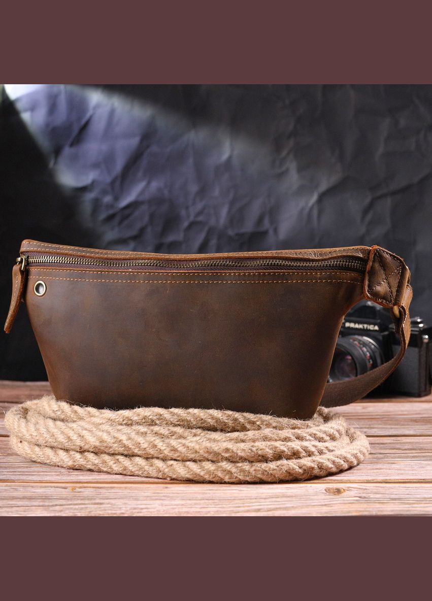 Винтажная поясная сумка из натуральной кожи с карманами коричневая (sku_21294) No Brand (328922120)