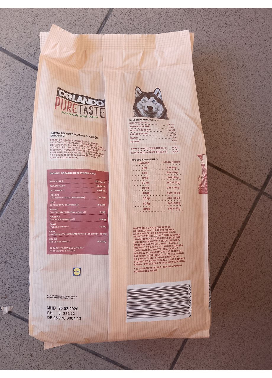 Корм для собак Orlando PureTaste с говядиной без сахара и зерна 2 кг Lidl (356671396)