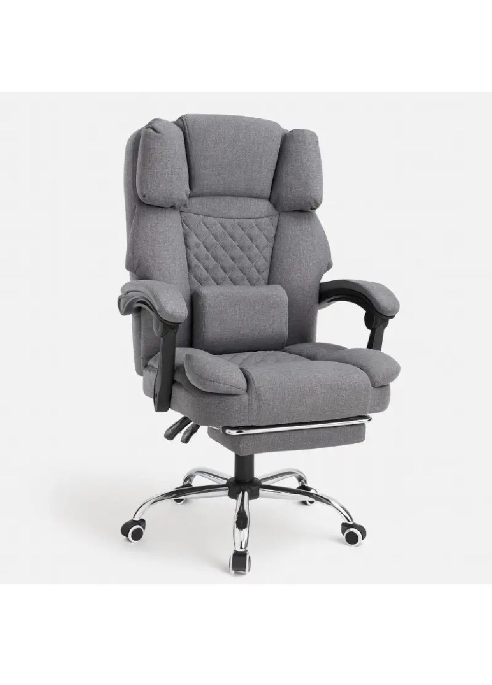 Кресло офисное с подставкой для ног USB массажером в подушке максимальной нагрузкой до 150 кг (482105-Prob) Серое Unbranded (370456154)