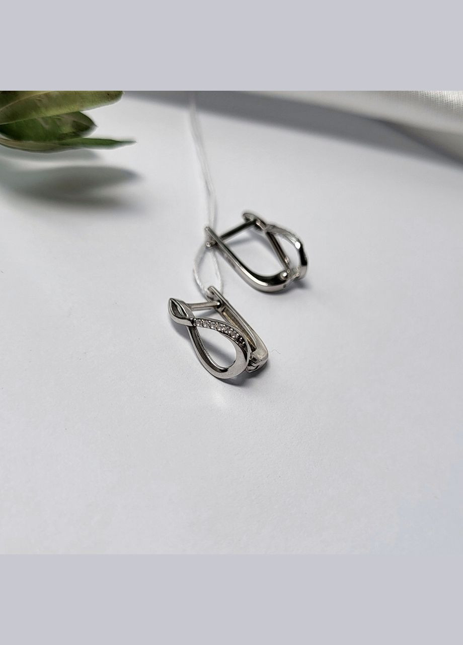 Серебряные серёжки (пара) серьги с Белыми камнями серебро 925 пробы покрыто родием 1561 1.53г No Brand (306741862)