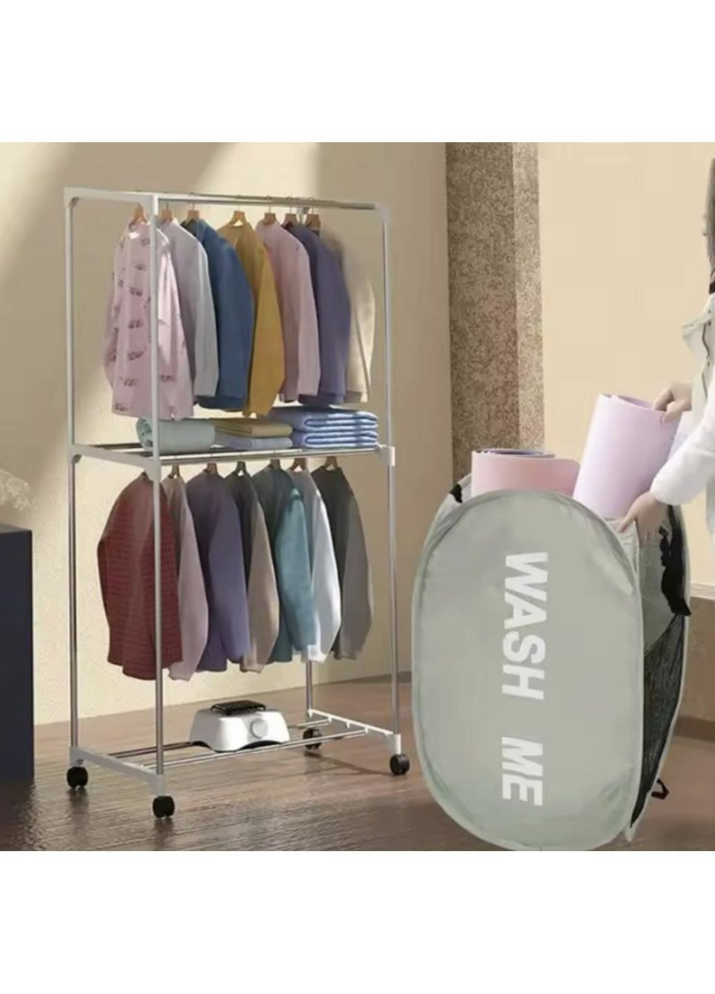 Кошик чохол мішок для білизни прання одягу органайзер для ванни універсальний 2 шт NPK (362207087)